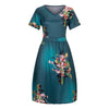 Women Summer Dress Floral Print Lady Elegant Dress Short Sleeve V-Neck Casual Party Dresses 2022 vestidos de verano #25