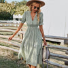 Women Summer Dress Loose Striped Print Ruffles Sleeves Dresses Elegant A Line Patchwork Beach Party Female Dress Vestidos