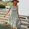 Women Summer Dress Loose Striped Print Ruffles Sleeves Dresses Elegant A Line Patchwork Beach Party Female Dress Vestidos