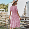 Women Summer Dress Loose Striped Print Ruffles Sleeves Dresses Elegant A Line Patchwork Beach Party Female Dress Vestidos