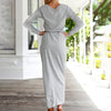 Women Summer Elegant Bandage Shirt Dress  Casual Short Sleeve Solid O Neck Maxi Dress Womne Beach Slim Irregular Dresses