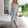 Women Summer Elegant Bandage Shirt Dress  Casual Short Sleeve Solid O Neck Maxi Dress Womne Beach Slim Irregular Dresses