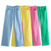 Women Summer Casual Denim Jeans 2022 ZA Solid High waist Buttons Pockets Female Street Pants Jeans Clothes