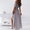 Women Summer Floral Print Sexy Off Shoulder Maxi Dress 2022 Casual Elastic Split  Irregular Female Elegant Party Long Dress