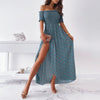 Women Summer Floral Print Sexy Off Shoulder Maxi Dress 2022 Casual Elastic Split  Irregular Female Elegant Party Long Dress