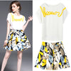 Women Summer Floral Print Skirt Suit Short Sleeve Embroidery Loose Top Blouse O-neck And Mini Pleated Skirt Casual Set NS144