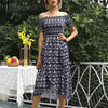 Women Summer Floral Printing Sexy Off Shoulder Maxi Dress 2023 Casual Elastic Split Irregular Female Elegant Party Long Dress