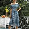 Women Summer Floral Printing Sexy Off Shoulder Maxi Dress 2023 Casual Elastic Split Irregular Female Elegant Party Long Dress