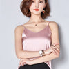 Women Summer Imitation Silk Tank Top Sleeveless Blouse Shirt Casual Loose Tops Sexy V-Neck Cami Female Vest Ladies Clothing