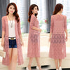 Women Summer Long Lace Kimono Cardigan Plus Size 3XL 2022 Long Sleeve Elegant Ladies Beach Blouse Shirts Transparent Femme Tops