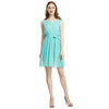Women Summer Midi Dress Female Vintage Elegant Sleeveless Loose Casual Office Lady Dress  O-Neck Belt Pleated Dresses