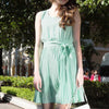 Women Summer Midi Dress Female Vintage Elegant Sleeveless Loose Casual Office Lady Dress  O-Neck Belt Pleated Dresses