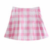 Women Summer Plaid Casual Skirt Suits 2-piece Sets 2022 ZA Loose Blazers Coats and Skirts Female Elegant Street Clothing