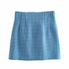 Women Summer Plaid Skirts Suits 2-piece sets ZA Plaid Short Blazers Coats and Skirts Female Elegant OL Clothes