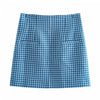 Women Summer Plaid Skirts Suits 2-piece sets ZA Plaid Short Blazers Coats and Skirts Female Elegant OL Clothes