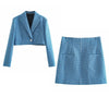 Women Summer Plaid Skirts Suits 2-piece sets ZA Plaid Short Blazers Coats and Skirts Female Elegant OL Clothes