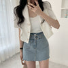 Women Summer Retro style Small Fragrant Jacket Korea Lapel Short Tops Short Sleeve Suit Coat Three Button Women's Blazer