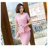 Women Summer Sets Elegant Pink Formal Uniforms Styles Blazers Suits With Skirt and Jackets Set For Ladies Office Work Wear W925