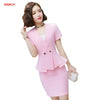 Women Summer Sets Elegant Pink Formal Uniforms Styles Blazers Suits With Skirt and Jackets Set For Ladies Office Work Wear W925