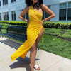 Women Summer Sexy Bodycon Dress Off Shoulder Sleeveless Split Hollow Out Solid Party Maxi Long Dressvestidos Largos Verano Robes