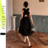 Women Summer Sexy Dress Elegant Hepburn Style Black Sleeveless Back Cross Midi A Line Party Dresses 2022  Vestidos