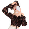 Women Summer Sexy Stylish Drawstring Flare Long Sleeve Floral V Neck Top Blouse Women Summer tshirt