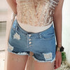 Women Summer Sexy Zipper in Back High Waist Denim Shorts Tassel Ripped Holes Jean Short Mini short taille haute