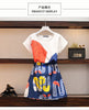 Women Summer Skirt Suit Short Sleeve Colorful Contrast Print Top Blouse O-neck And Mini Ladies Skirt Casual Twinsets Set NS847