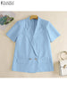 Women Summer Suit Oversized 2023 Solid Tops ZANZEA Casual Office Lady Loose Lapel Neck Tops Elegant Short Sleeve Blazer Outwears