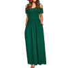 Women Summer Sundress Cold Shoulder Robe Longue Floral Print Dresses Elegant Maxi Long Dress Pocket Dress Vestido De Mujer