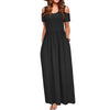 Women Summer Sundress Cold Shoulder Robe Longue Floral Print Dresses Elegant Maxi Long Dress Pocket Dress Vestido De Mujer