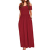 Women Summer Sundress Cold Shoulder Robe Longue Floral Print Dresses Elegant Maxi Long Dress Pocket Dress Vestido De Mujer