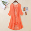 Women Summer Three Quarter Sleeve Open Front Ruffled Loose Shawl Cardigan Shrug Chiffon Cover Up for Party Evenigng Dress