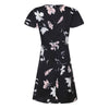 Women Summer V-neck Dresses Female Printing Short Sleeve Zipper Pullover Black Dress Ladies Large Size Midi Floral Dress Vestido