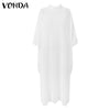 Women Sundress Summer Long Sleeve Holiday Party Striped Dress VONDA 2023 Mock Neck Elegant Maxi Dresses Vestidos Oversized