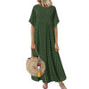 Women Sundress Vintage O-Neck Long Maxi Dress Female Casual Dot Pinted Summer Beach Dress Boho Dresses Vestidos Robe