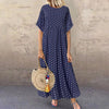 Women Sundress Vintage O-Neck Long Maxi Dress Female Casual Dot Pinted Summer Beach Dress Boho Dresses Vestidos Robe