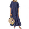 Women Sundress Vintage O-Neck Long Maxi Dress Female Casual Dot Pinted Summer Beach Dress Boho Dresses Vestidos Robe