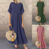 Women Sundress Vintage O-Neck Long Maxi Dress Female Casual Dot Pinted Summer Beach Dress Boho Dresses Vestidos Robe