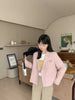 Women Sweet Skirt Suits Set 2023 Autumn 2 Piece Jacket Work Suit Pleated Skirt Korean Preppy Style Pink Grey Blazer Set