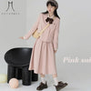 Women Sweet Skirt Suits Set 2023 Autumn 2 Piece Jacket Work Suit Pleated Skirt Korean Preppy Style Pink Grey Blazer Set