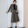 Women Sweet Two Piece Sets Korean Women Pleated Skirt+Single-breasted Blazer Suit Female Business Ladies Work Skirt Suits