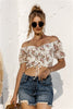 Women T-shirts Sexy Club Female Crop Tops Short Sleeve Off Shoulder Flower Print T-shirt Summer Sleeveless Basic Tees