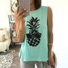 Women Tank O-Neck Pineapple Sunglasses Printed Casual Sleeveless Tops Cropped Top Summer 2022 Girls Soft Casual Loose Femme