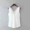 Women Tank Top Summer V Neck Chiffon Vest Top Sleeveless Casual Tank Blusas Tops Sheer Mesh Patchwork T Shirt Bottom Camisole 20