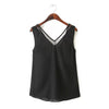 Women Tank Top Summer V Neck Chiffon Vest Top Sleeveless Casual Tank Blusas Tops Sheer Mesh Patchwork T Shirt Bottom Camisole 20