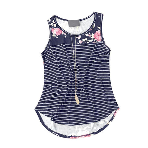 Women Tank Tops O Neck Sleeveless Floral Print Top Summer 2022 Casual Vest Loose Female Fashion Pretty Splicing Tee