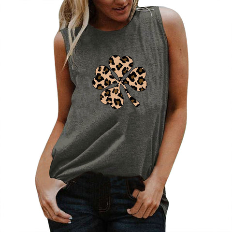 Women Tanks Round Neck summer Sleeveless Printed Casual Vest T Shirt Vest Tee Shirt girl blusas Casual female Tank Tops