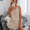 Women Tassel Tracksuit Two Piece Set Casual Solid Sleeveless Top Shorts Suit Summer O-Neck Slim Women Outfits Set Loungewear