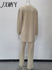 Women Three Pices Set Long Pants Female Suit Tracksuit Autumn Winter Knitted Solid Cardigan Tops Tank Top and Casual Loose 2023